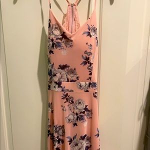 High low pink and white floral summer dress
